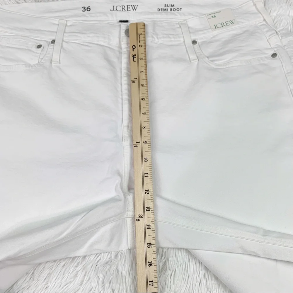 J Crew high rise‎ Slim demi-boot jean in white wash flared leg
